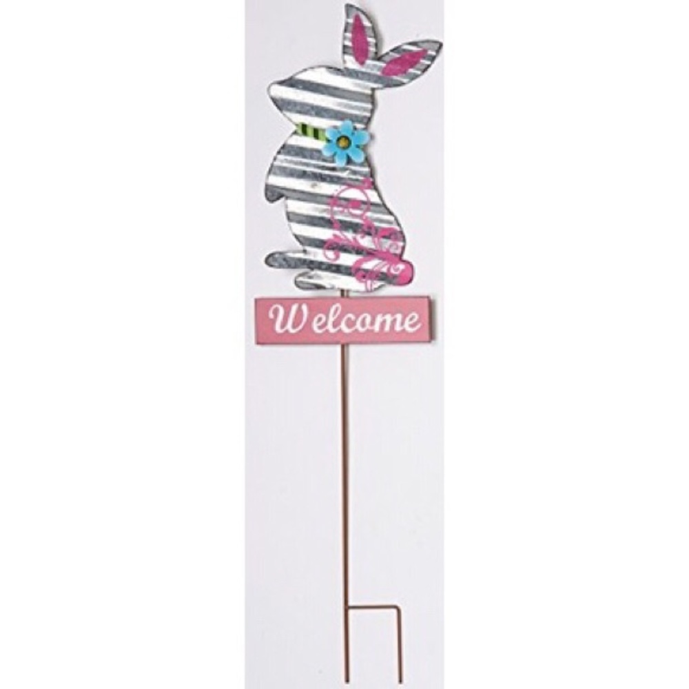 34" Metal Standing Bunny Garden Stake